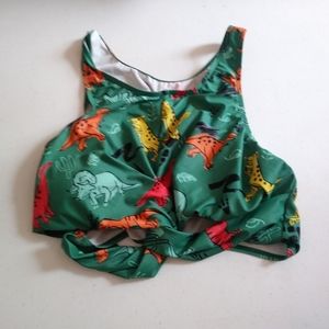 White and green dino swim tops
